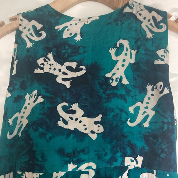 Vintage Bali Moon Kidz Girls Batik Gecko Lizard Dress Large 12-14 90's Y2K - Picture 5 of 12